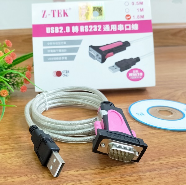Cáp chuyển USB 2.0 to RS232 (USB to com) dài 1.8m Ztek ZE533A WIN10